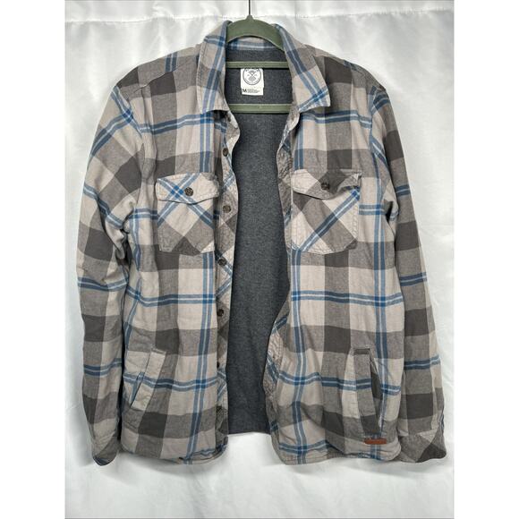 Voyager Shirt Jacket Size M Blue Gray Button Up Flap Pockets Flannel USA Men's - Picture 1 of 3